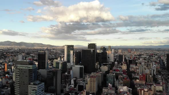 Aerial Panoramic View of Mexico City During Sunset alt
