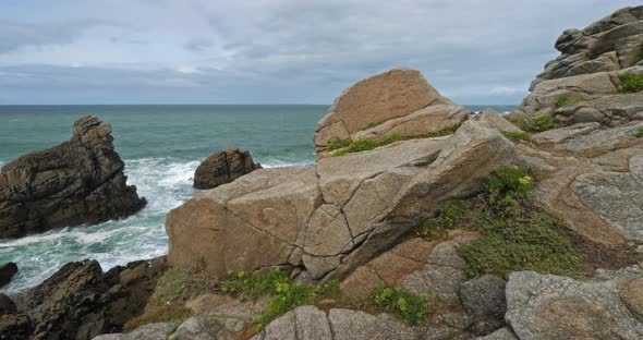 The Cote Sauvage, Quiberon peninsula, Morbihan, Brittany, France alt