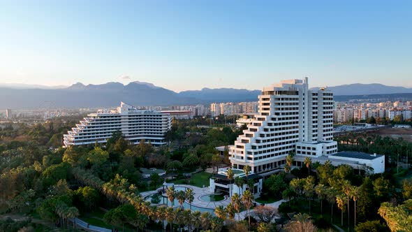 Hotel on the Beach Aerial View Turkey Antalya 4 K alt