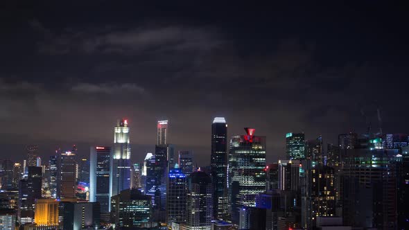 4k Time-lapse of cityscape view of Singapore city at night alt