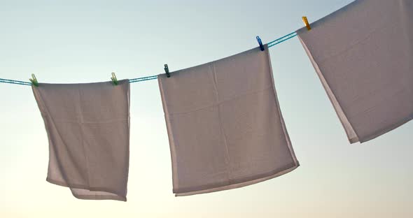 Drying White Towel at Outdoor alt