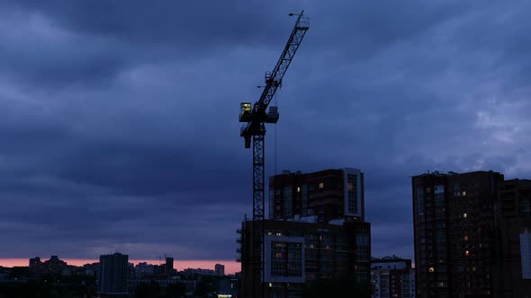 Crane Work at Sunset