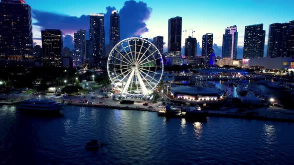 Sunset at downtown Miami Florida United States. Tourism landmark city. alt