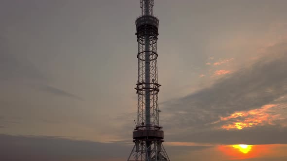 Television Tower Against the Sunset Sky