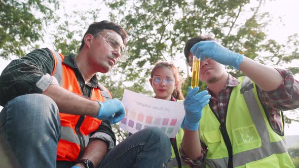 Ecologist team takes Colorimetric method of factory wastewater to check acidity, alkalinity