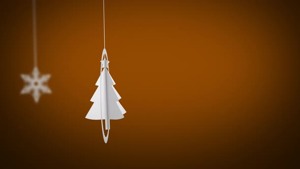 Paper Craft Christmas Tree Swinging Background Looped