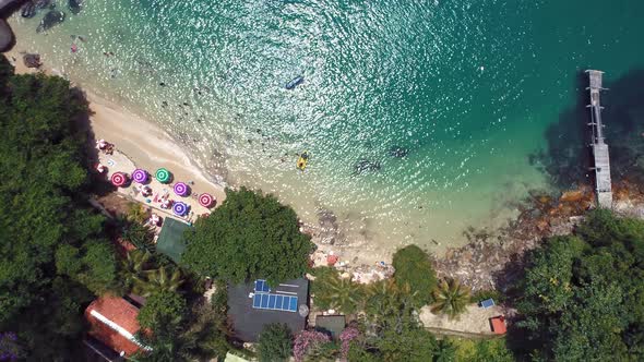 Brazilian Paraty beach city landmark. Tropical summer beach. alt