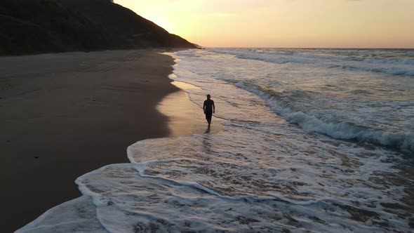 Sadness Alone Walking Beach Drone alt