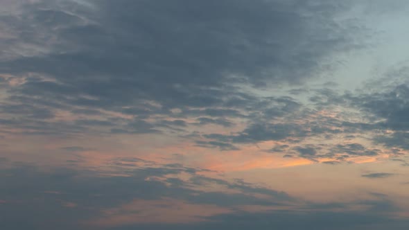 Beautiful Orange Sky With Clouds During Sunrise, Time Lapse