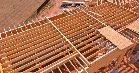 Aerial View of a Newly Built Home Under Construction alt