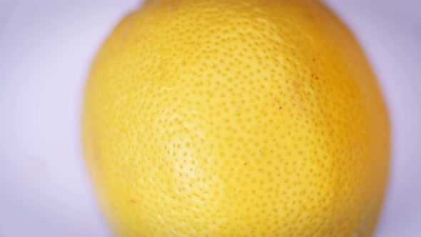 lemon close-up. rotation lemon in macro mode.
