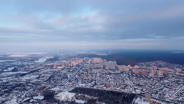 Aerial Kharkiv city urban Oleksiyivka panorama