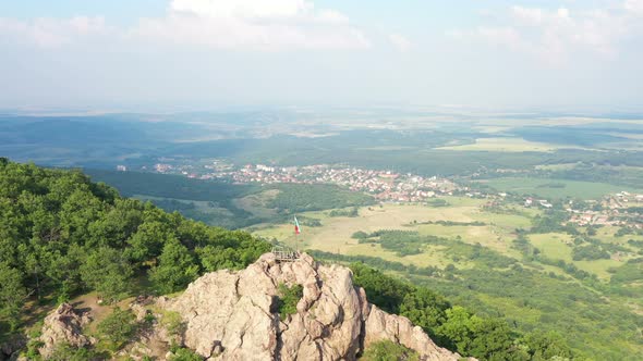 Peak In The Mountain With Picnic Spots And The Bulgarian Flag  alt