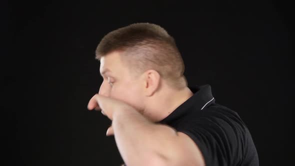 Man Eating a Cheeseburger. Black alt