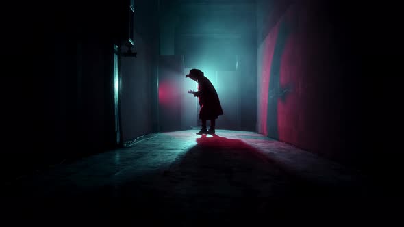 Demon with Horns Conjuring in Corridor alt