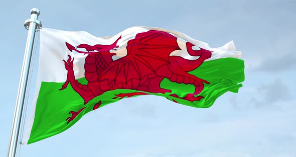 Wales  Flag Waving  Loop  4K alt