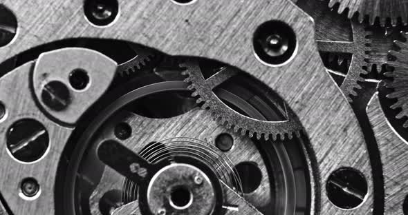 Macro Shot of Mechanical Watch Movement
