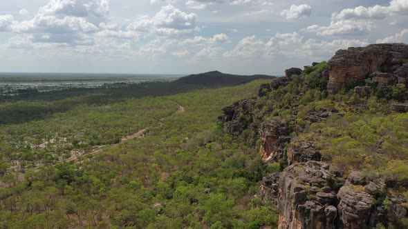 Rock Formations near Ubirr, Kakadu National Park, Northern Territory, Australia 4K Aerial Drone
