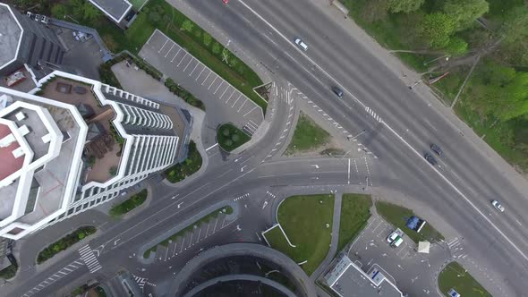 Helicopter Flies Over the City, Hovering Over the Helipad alt