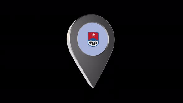 3d Animation Map Navigation Pointer With Flag Of Prijedor ( BiH) With Alpha Channel  - 4K alt