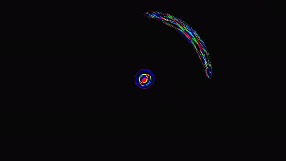 animated circle shape of colorful flashing lights, on black background alt