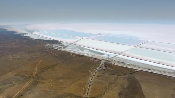 Aerial Salt Production Facilities and Saline Evaporation Pond Fields in the White Salty Lake alt