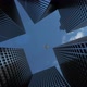 High rise building skyscraper city of future and airplane. - VideoHive Item for Sale