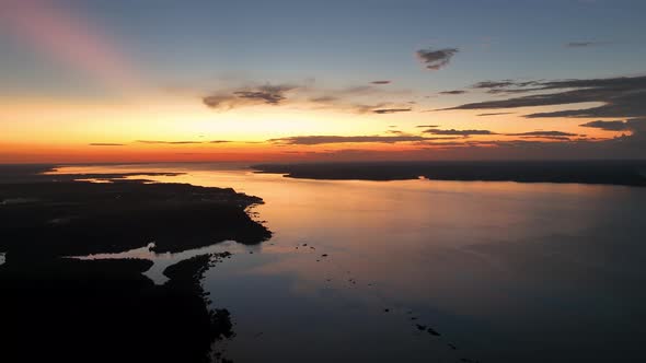 Sunset sky over Amazon River at Amazon Forest. Manaus Brazil. alt