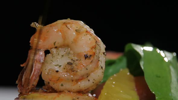Olive Oil Poured on Shrimp alt