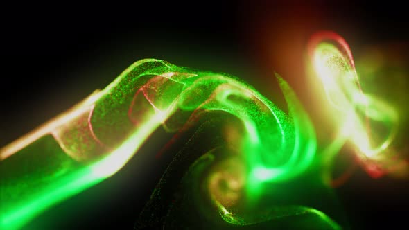 Special Green And Orange Fluid Particles 4k