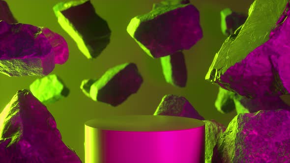 Minimal green pink neon podium alt