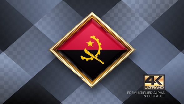 Angola Flag Rotating Badge 4K Looping with Transparent Background