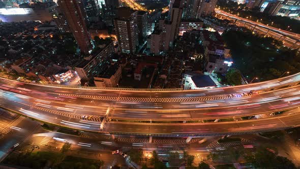 Shanghai, China - Above Shanghai Highway's Traffic alt