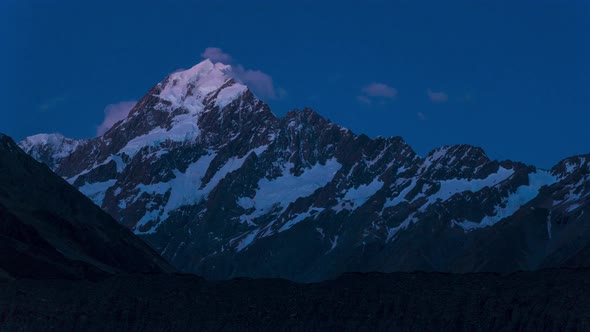 Mount Cook Blue Hour Night Time Timelapse