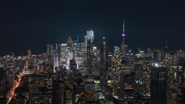 Modern Night City Traffic Lights Toronto