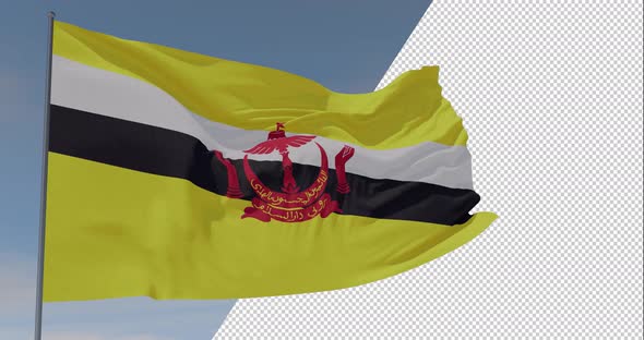 flag Brunei patriotism national freedom, seamless loop, alpha channel alt