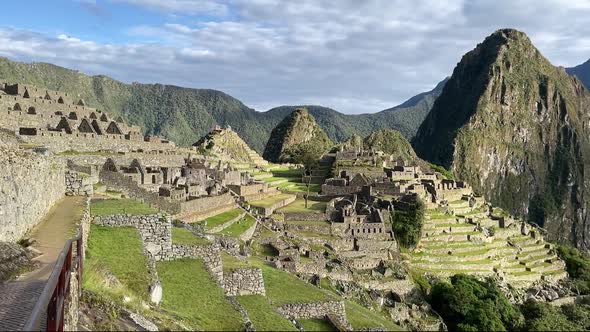 Panorama of Old Ancient Inca Indian Town Machu Picchu Amateur Photography Mobile Phone Travel
