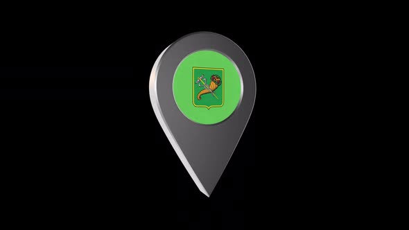 3d Animation Map Navigation Pointer With Flag Of Kharkiv (Ukraine) With Alpha Channel - 2K alt