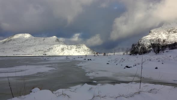 Winter Lake and Heavy Clouds