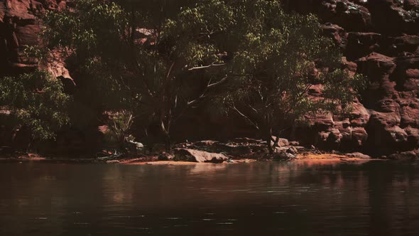 Shining Rays of the Sun Reflected in the Cold Water of the Colorado River alt