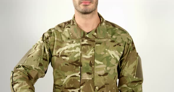 Soldier saluting on white background alt