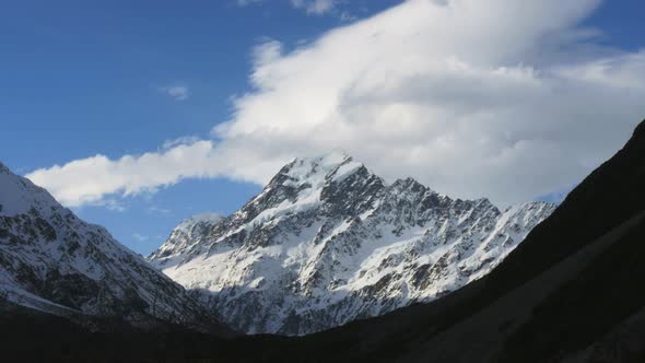 close up time lapse of mt cook from hooker valley alt