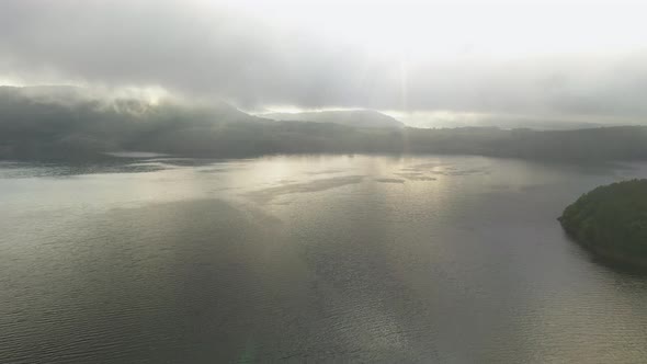 Dam and Fog Aerial View