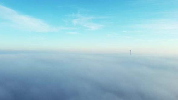Aerial Drone View Flight Over Fog alt
