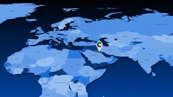 Kuwait Location Tracking Animation On Earth Map Motion Graphics