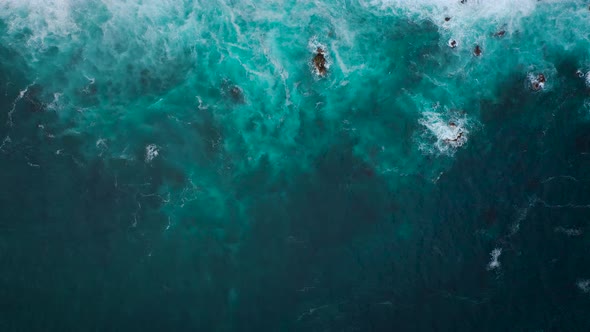 Top View of the Ocean Surface Near the Rocky Coast Off the Island of Tenenife Canary Islands Spain alt