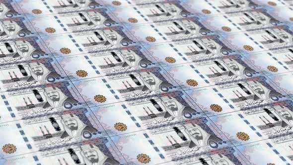 Five Hundred Saudi Arabian Riyals. It’s Moving Downwards. Looped Animation. alt