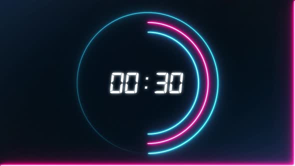 Neon Countdown 60 Second 4K