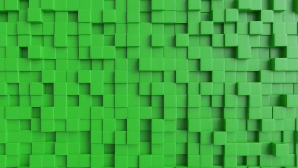 3D Cubes Green Background
