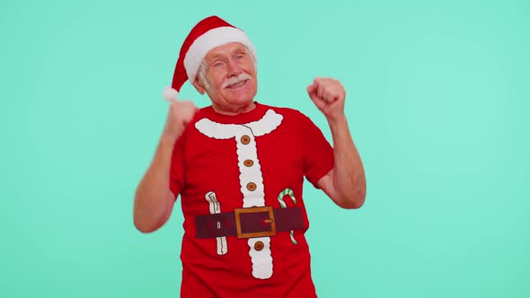 Senior Christmas Grandfather Man Dancing Trendy Dance for Social Media Fooling Around Having Fun alt